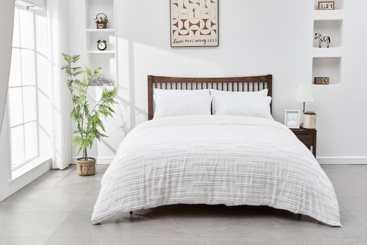 Textured Lines Microfibre Duvet Set 3 Colours 4 Sizes