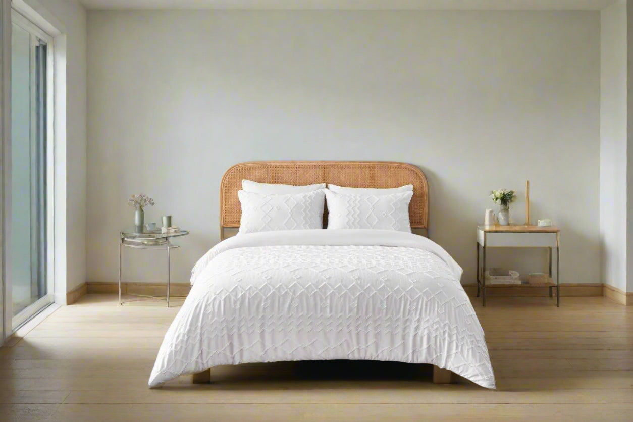 Geometric Patterned Textured Duvet Set 3 Colours