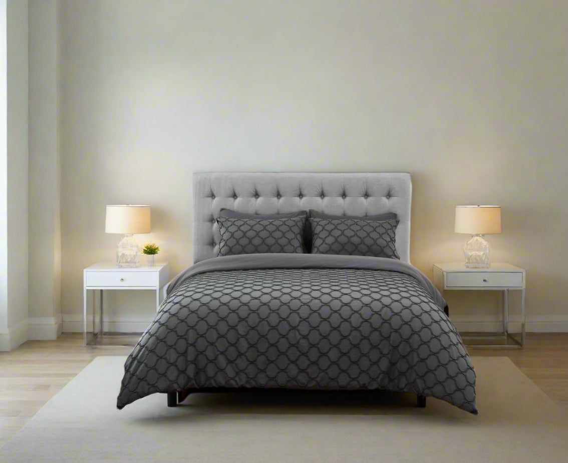 Linear Textured Tufted Microfibre Duvet Set 3 Colours