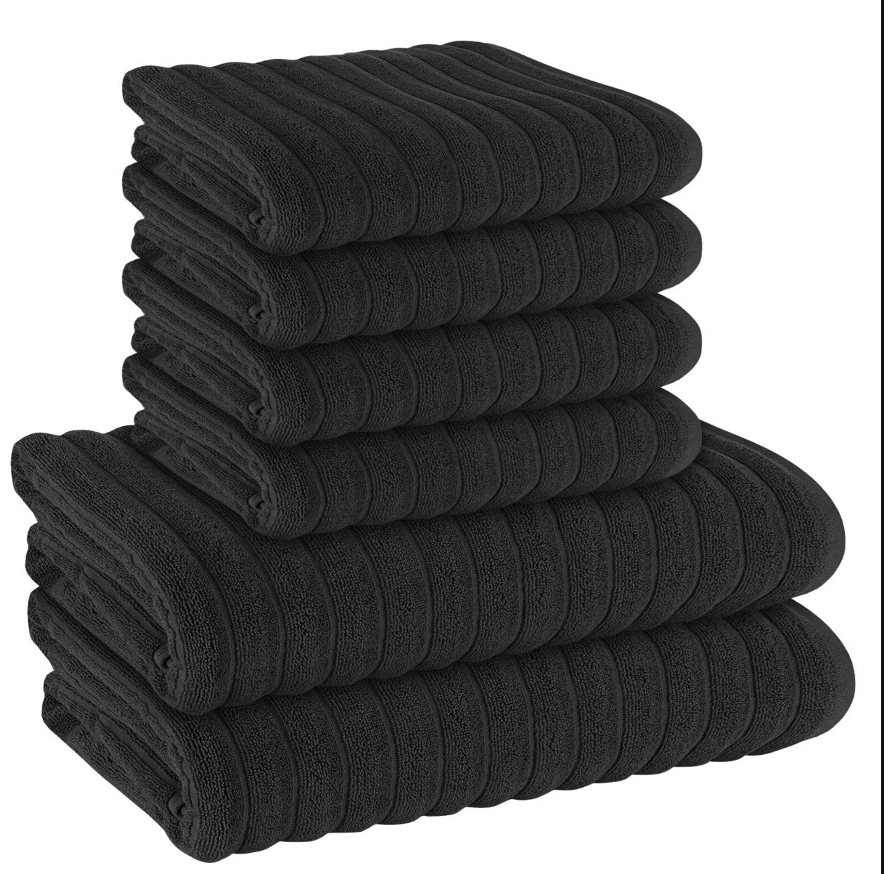 H & B Ribbed 6 Piece Towel Bale Set 4 Colours