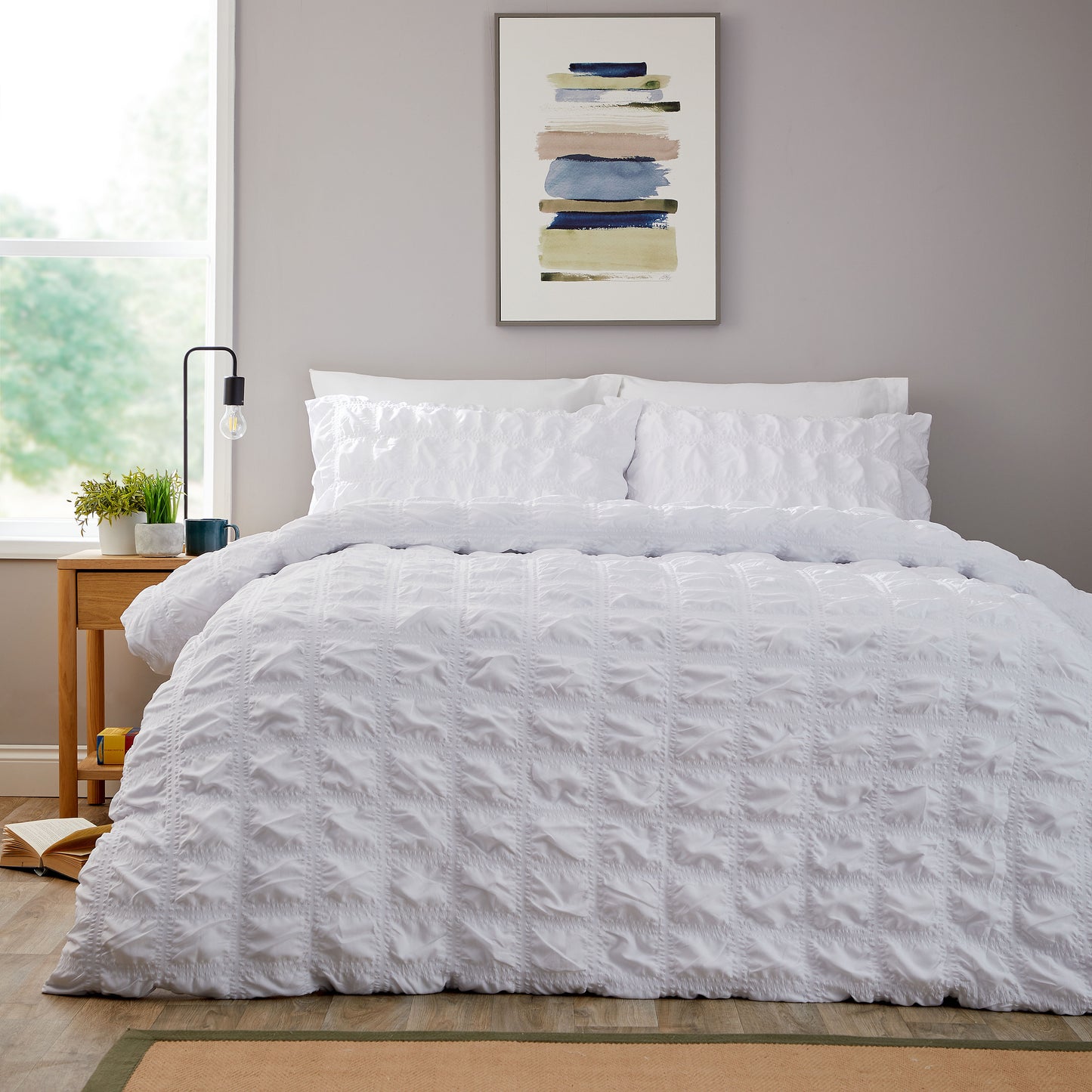 Textured Squares Microfibre Duvet Set 3 Colours