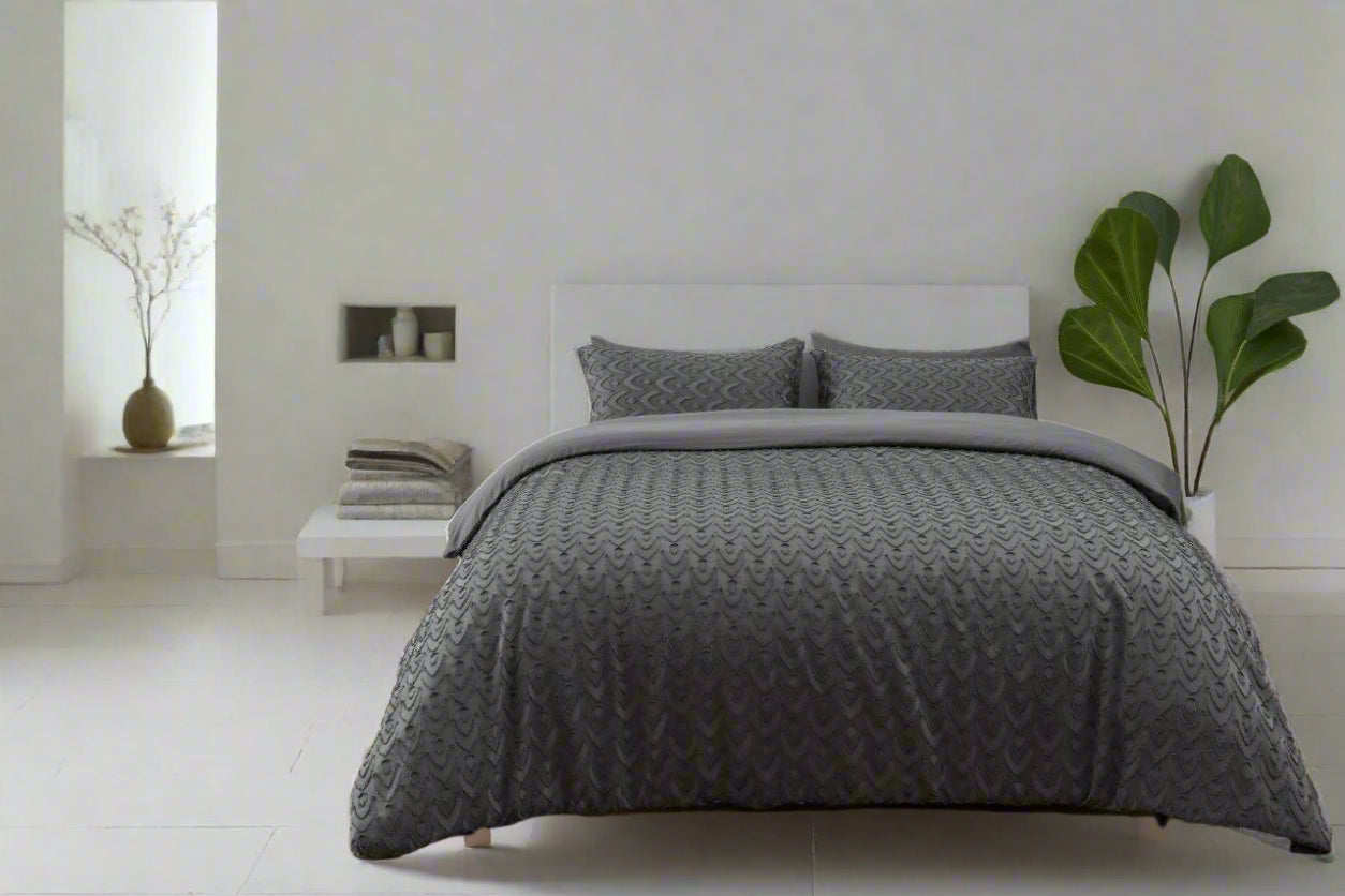 Chevron Arrow Textured Microfibre Duvet Set 3 Colours