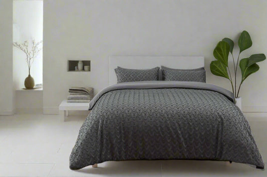 Chevron Arrow Textured Microfibre Duvet Set 3 Colours