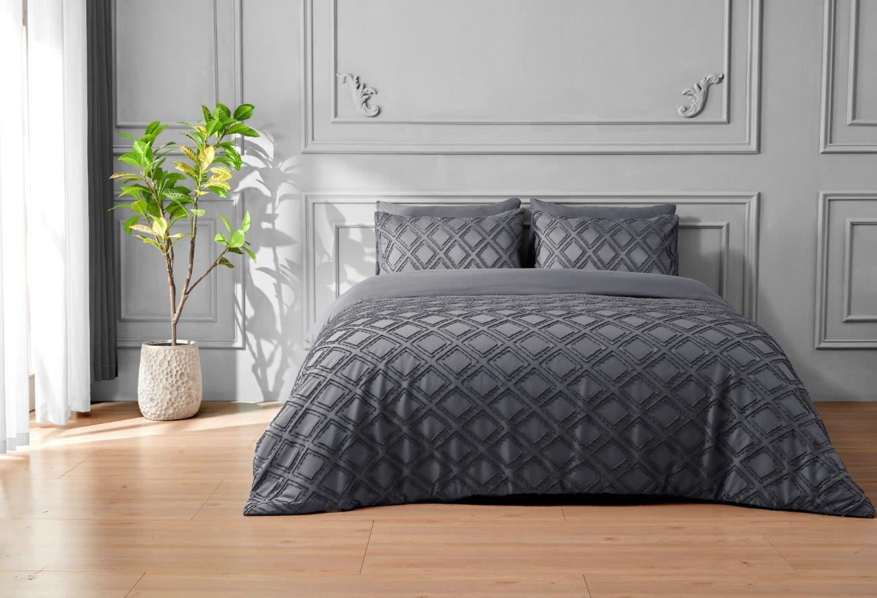 Diamond Geo Microfibre Duvet Set 4 Colours