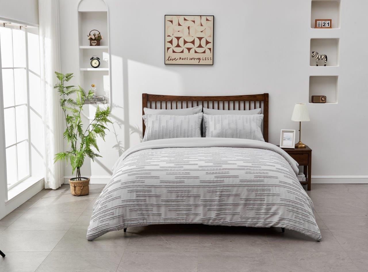 Textured Lines Microfibre Duvet Set 3 Colours 4 Sizes