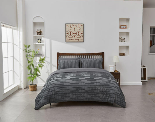 Textured Lines Microfibre Duvet Set 3 Colours 4 Sizes