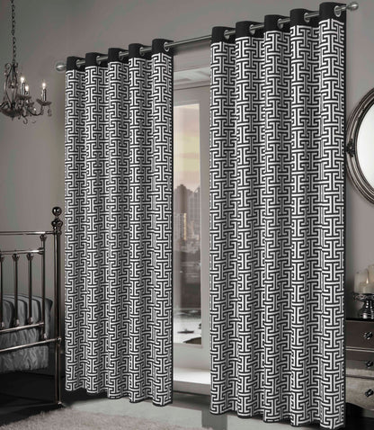 Blackout Eyelet Curtains Milano Print 6 Sizes
