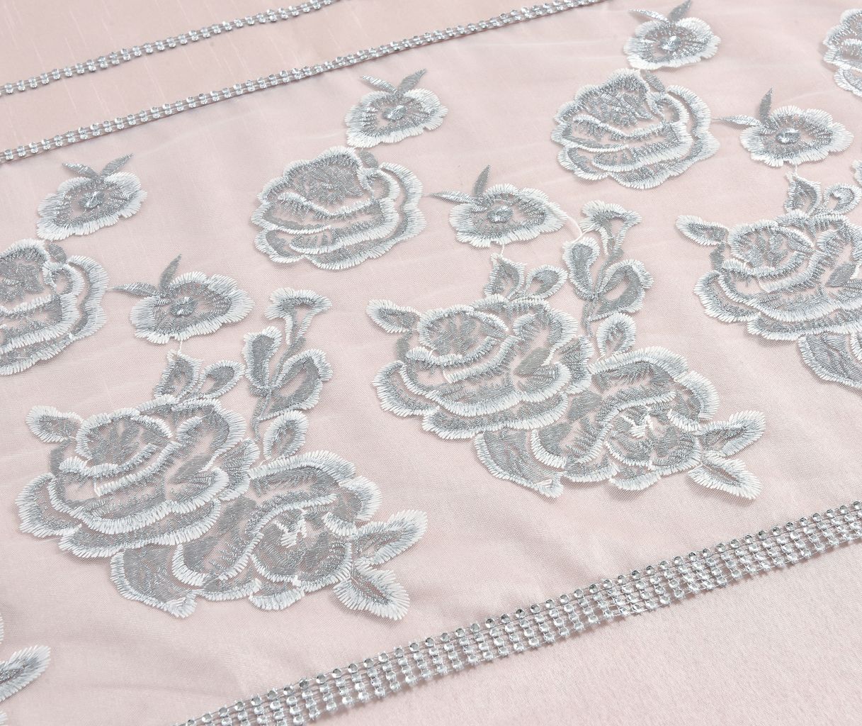 Floral Embellished Textured Duvet Set 2 Colours
