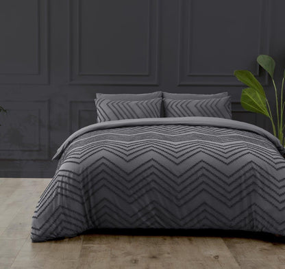 Chevron Texture Microfibre Duvet Set 4 Colours