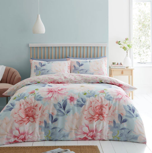 Pink Floral Reversible Duvet Set