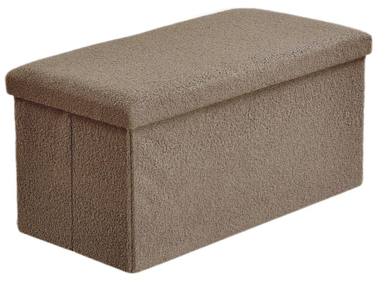 Boucle Foldable Storage Ottoman Beige Sizes