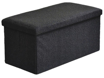 Black Boucle Fabric Foldable Storage Ottoman Sizes
