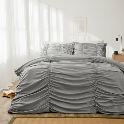 Textured Pintuck Microfibre Duvet Set 3 Colours