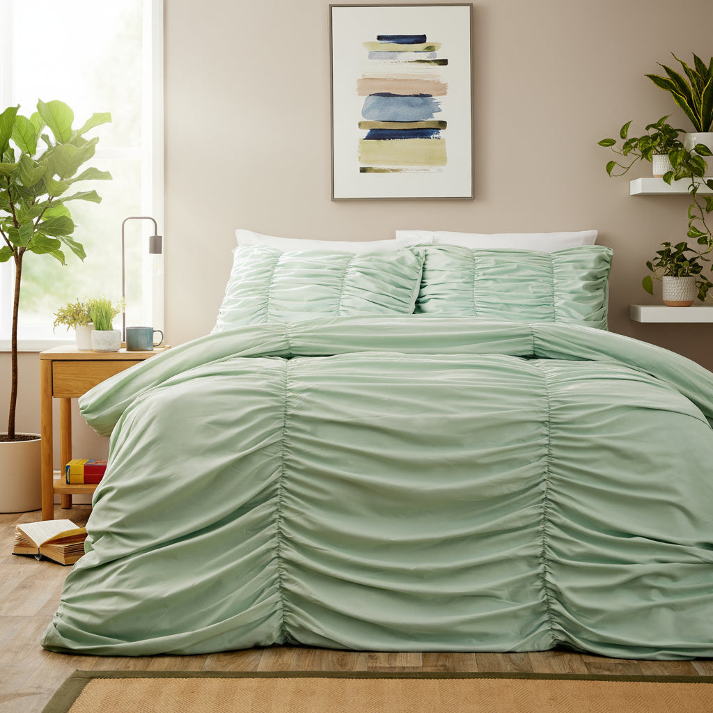 Textured Pintuck Microfibre Duvet Set 3 Colours