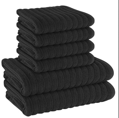 H & B Ribbed 6 Piece Towel Bale Set 4 Colours