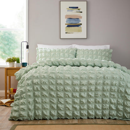 Textured Squares Microfibre Duvet Set 3 Colours