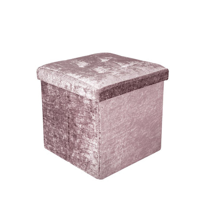 Crushed Velvet Storage Box Ottoman Pouffe 4 Colours 2 Sizes