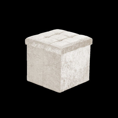 Crushed Velvet Storage Box Ottoman Pouffe 4 Colours 2 Sizes