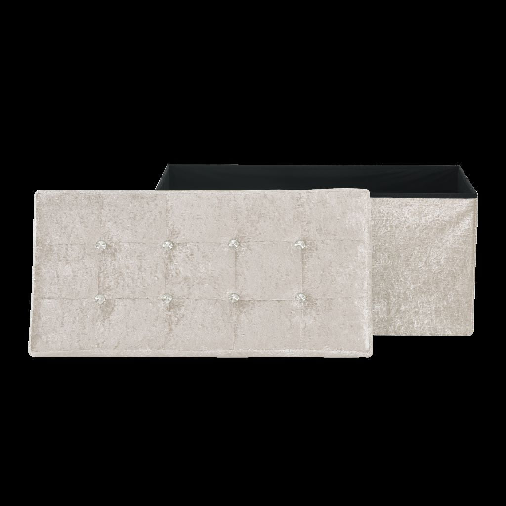 Crushed Velvet Storage Box Ottoman Pouffe 4 Colours 2 Sizes