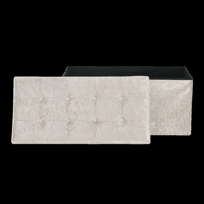 Crushed Velvet Storage Box Ottoman Pouffe 4 Colours 2 Sizes
