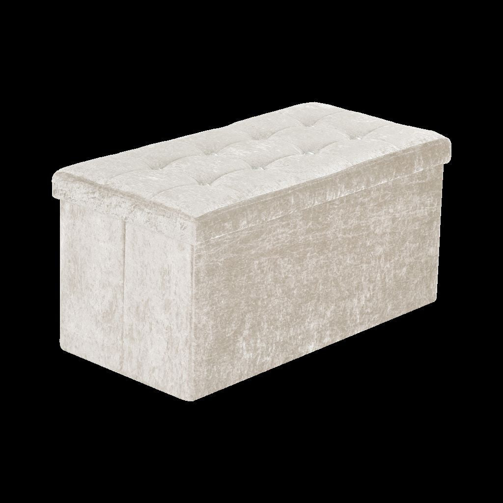 Crushed Velvet Storage Box Ottoman Pouffe 4 Colours 2 Sizes