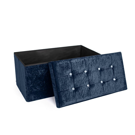 Crushed Velvet Storage Box Ottoman Pouffe 4 Colours 2 Sizes