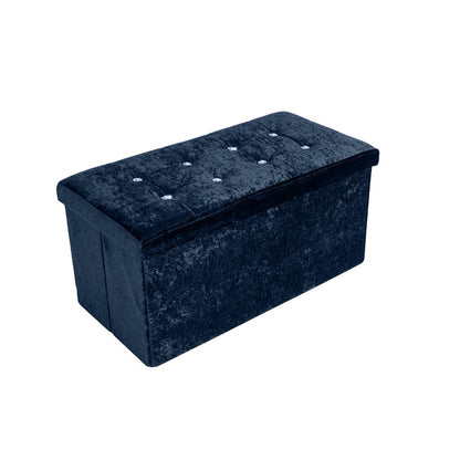 Crushed Velvet Storage Box Ottoman Pouffe 4 Colours 2 Sizes