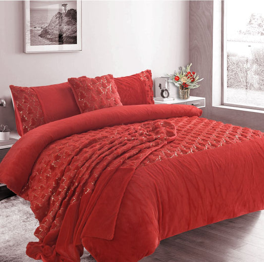 Festive Tree Teddy Duvet Set Matching Blanket & Cushions