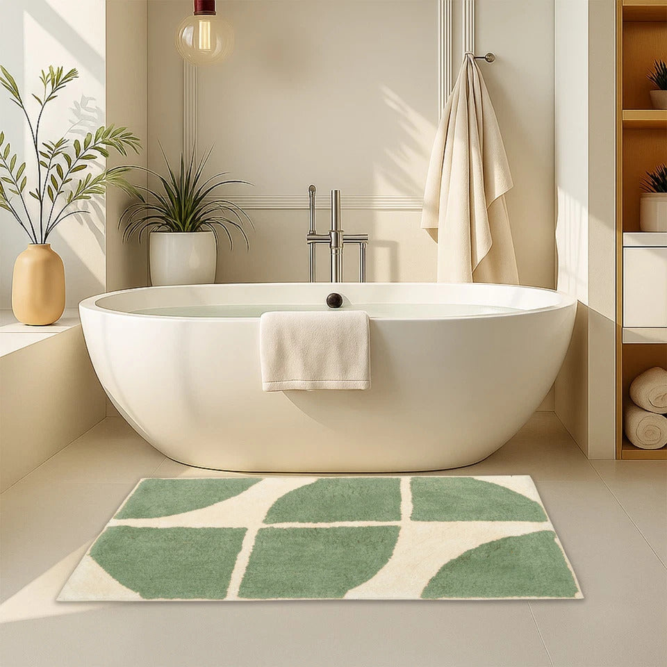 Abstract Curve Bath Mat 100% Cotton 4 Colours