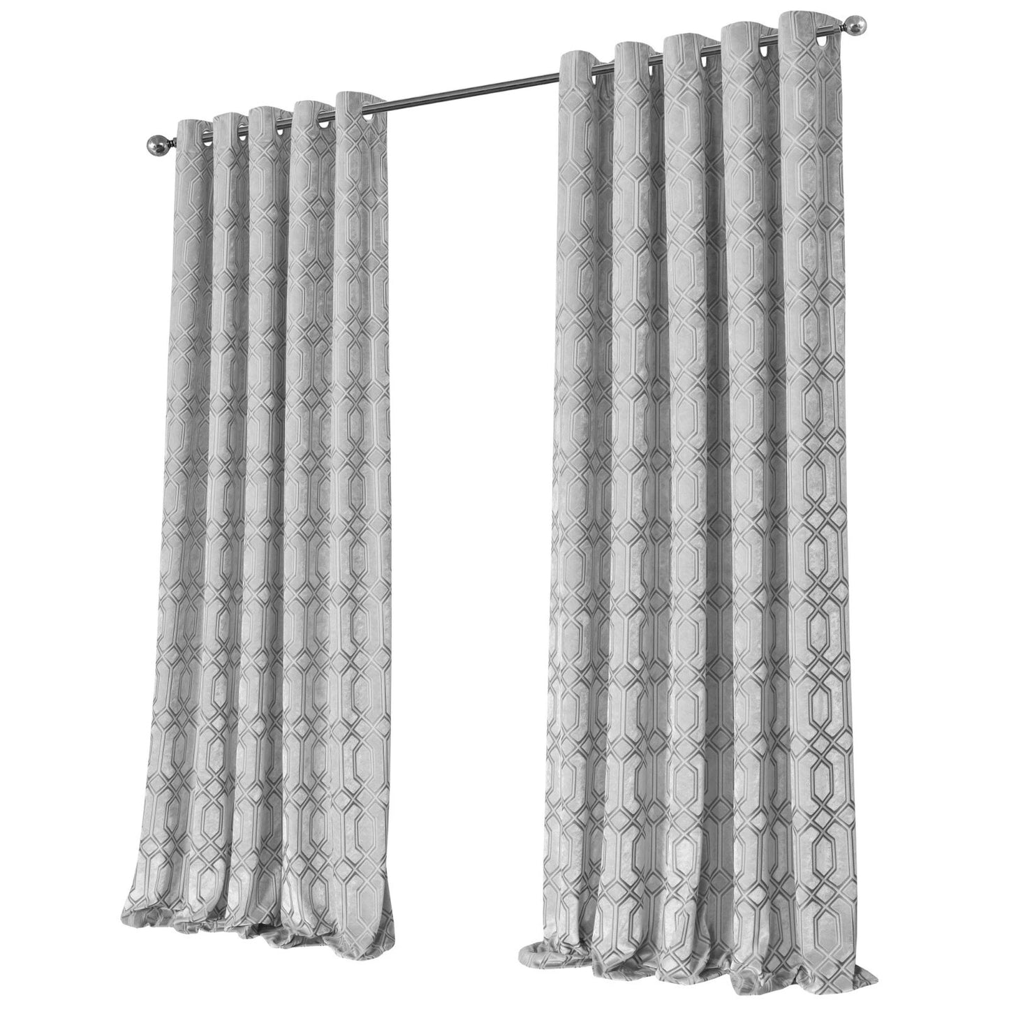Geo Velvet Blackout Curtains 3 Colours 4 Sizes