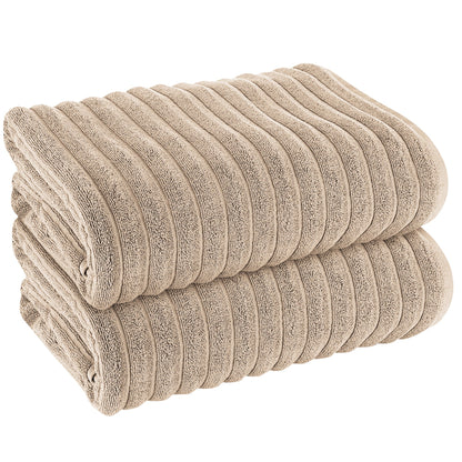 H & B Ribbed 2 Pack Jumbo Bath Sheets 4 Colours