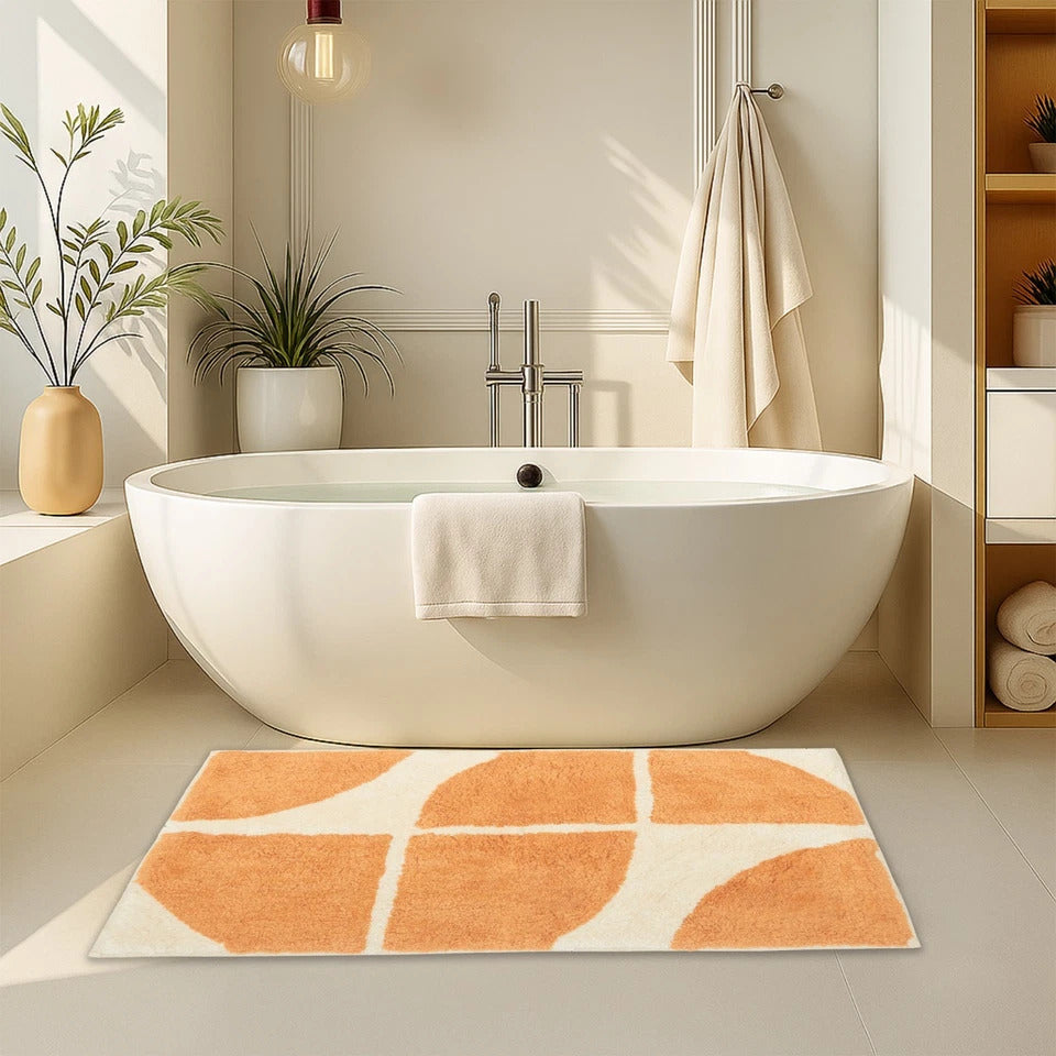Abstract Curve Bath Mat 100% Cotton 4 Colours