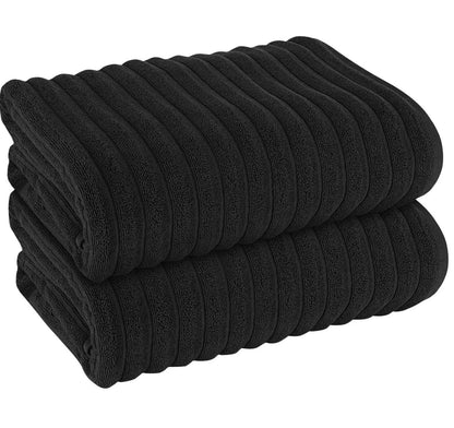H & B Ribbed 2 Pack Jumbo Bath Sheets 4 Colours