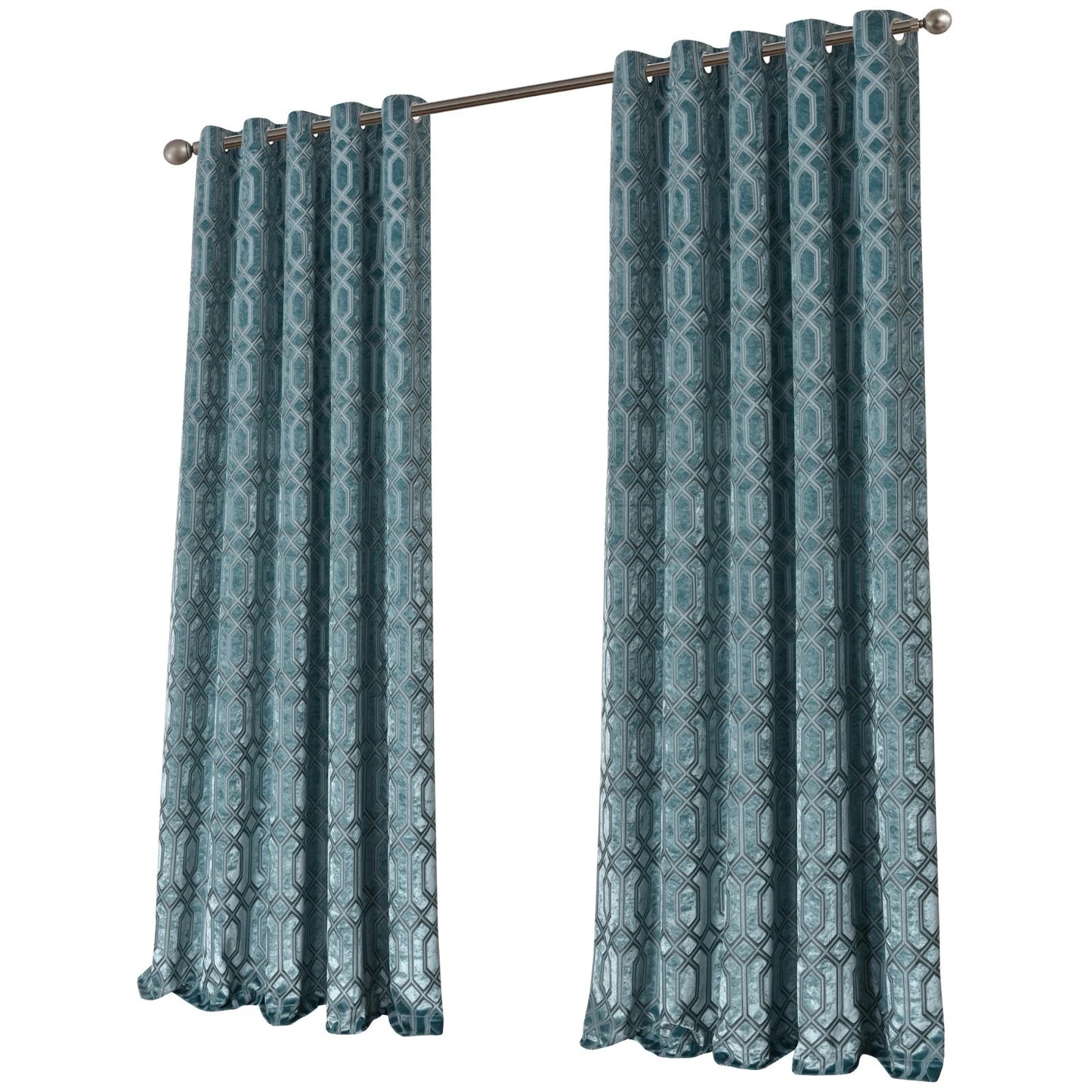 Geo Velvet Blackout Curtains 3 Colours 4 Sizes