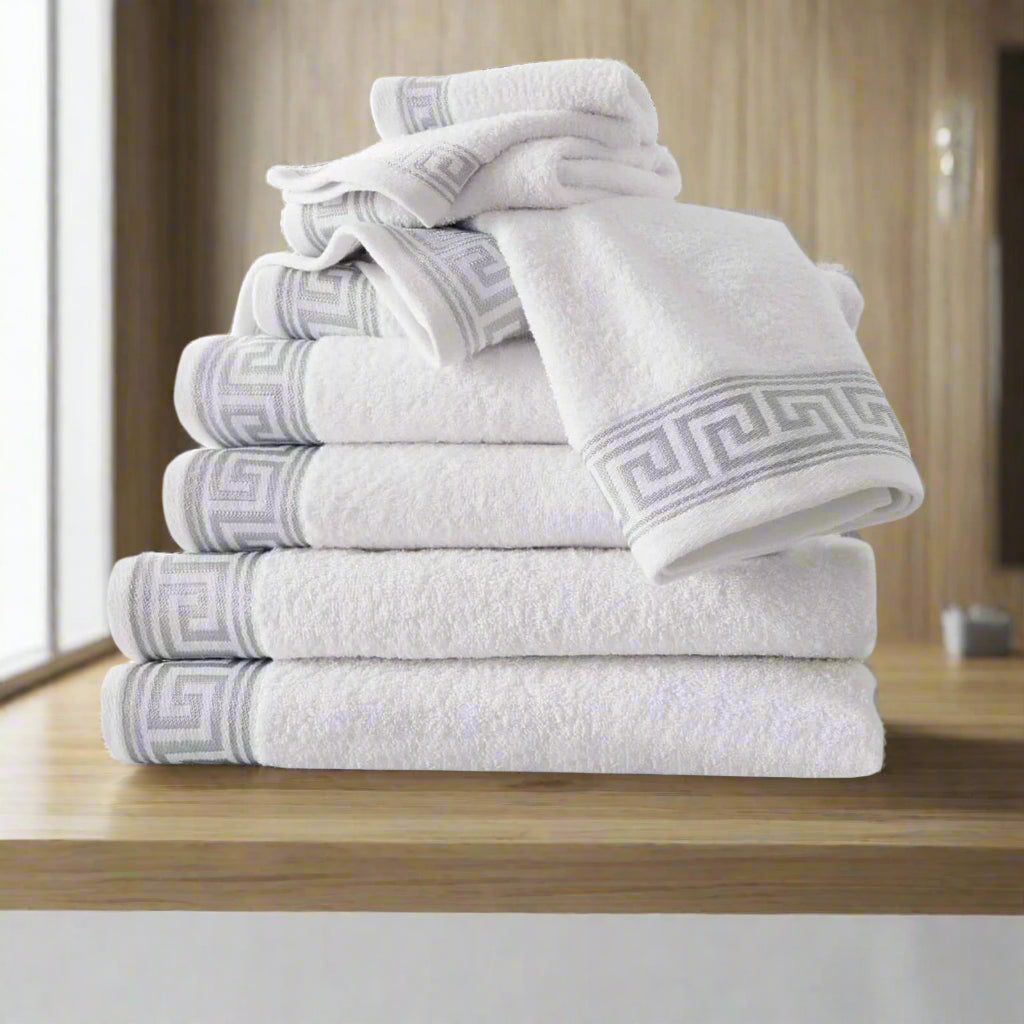 Eros Embossed 8 Piece Towel Bale Set 5 Colours