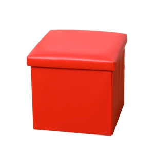 Foldable-Storage-Cube-Faux-Leather-Red-Small-2