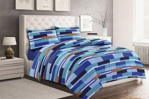 Blue Blocks Patterned Duvet Set