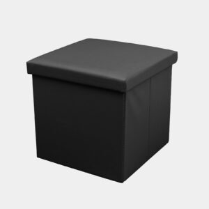 Black Faux Leather Foldable Storage Box Small